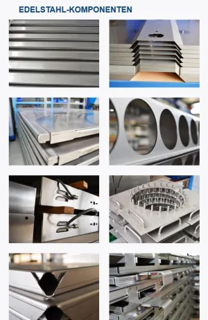 REICH Thermoprozesstechnik GmbH - Illustration of eight stainless steel components.